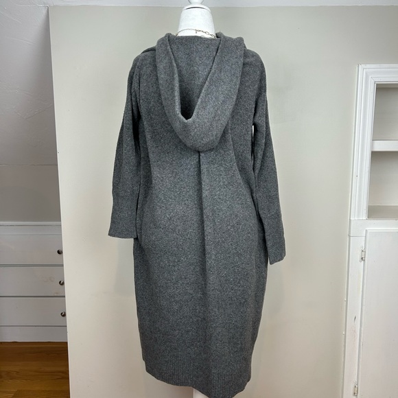 EVERLANE The Cozy Charcoal Gray Long Hooded Cardigan Maxi Duster Sweater - Picture 10 of 13